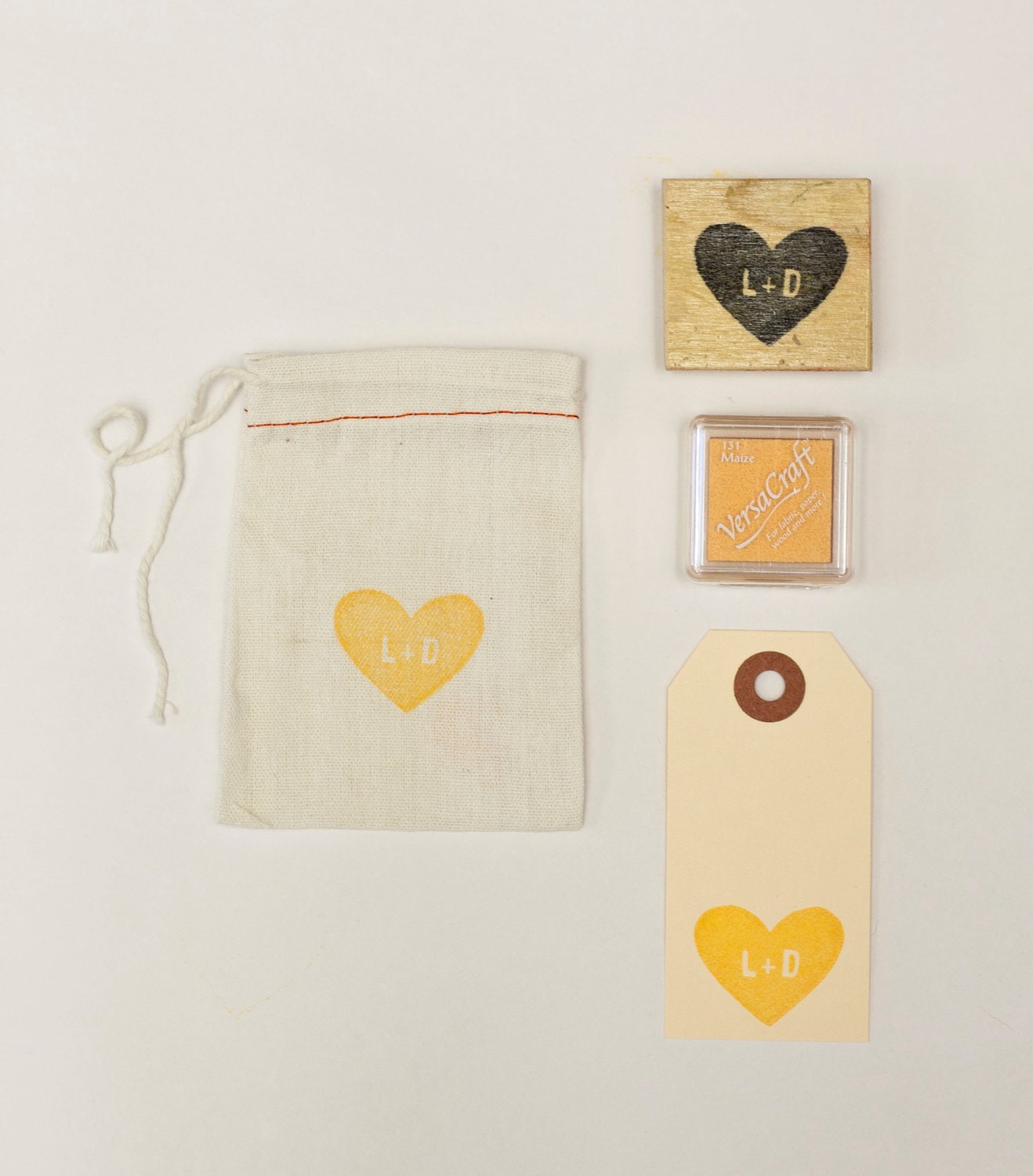 Personalized Solid Heart Hand Carved Stamp