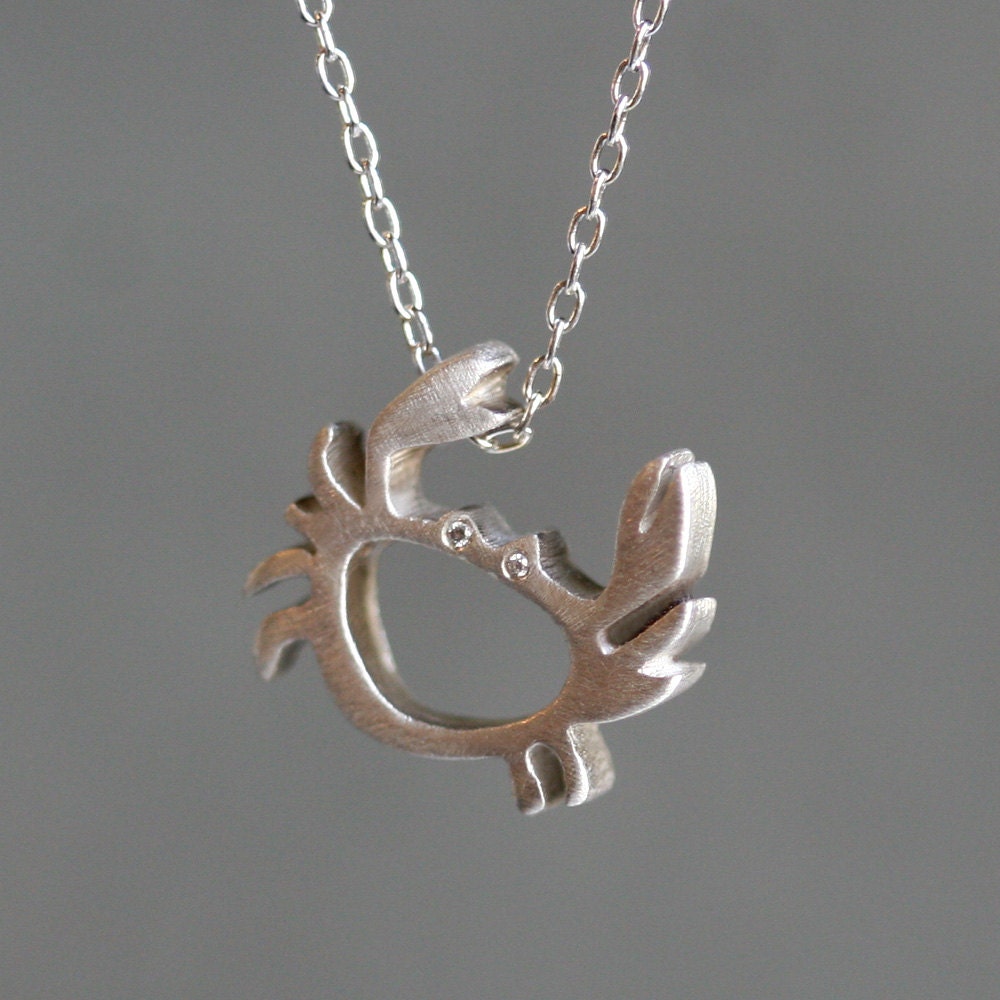 Crab Necklace in Sterling Silver with Diamonds