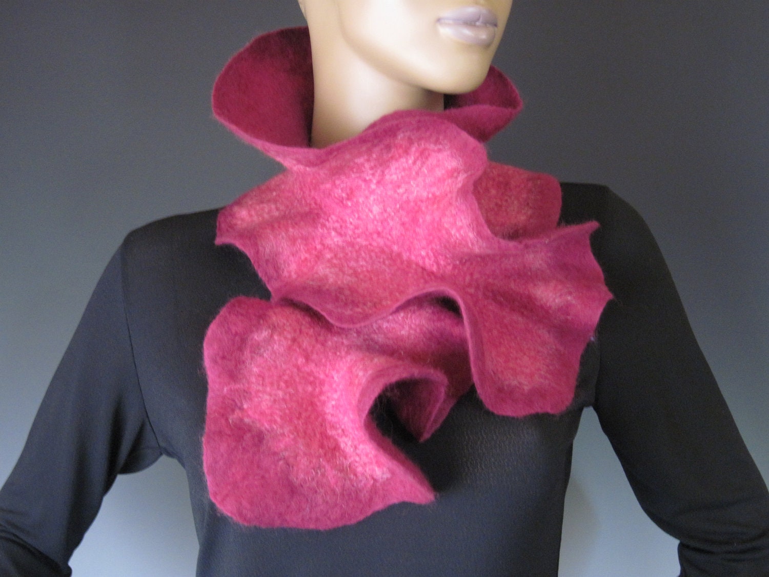 Flamenco Felted Scarflette Raspberry Ice