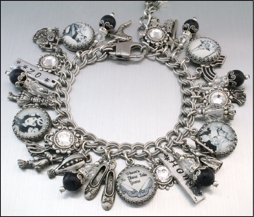 Wizard of OZ Charm Bracelet, Wizard of OZ Jewelry, Glinda Jewelry, Dorothy Charm Bracelet, There's No Place Like Home