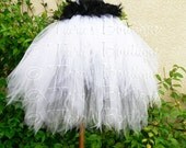 White and Black Ghost Tutu Dress - Cassie - Custom Sewn Pixie Tutu Dress - up to 20" long - sizes NB to 24 mo - Halloween Costume