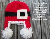 Thick Knit CHRISTMAS inspired  Hat,  Earflap Hat , Christmas gift, baby hat, childrens clothing,   boys