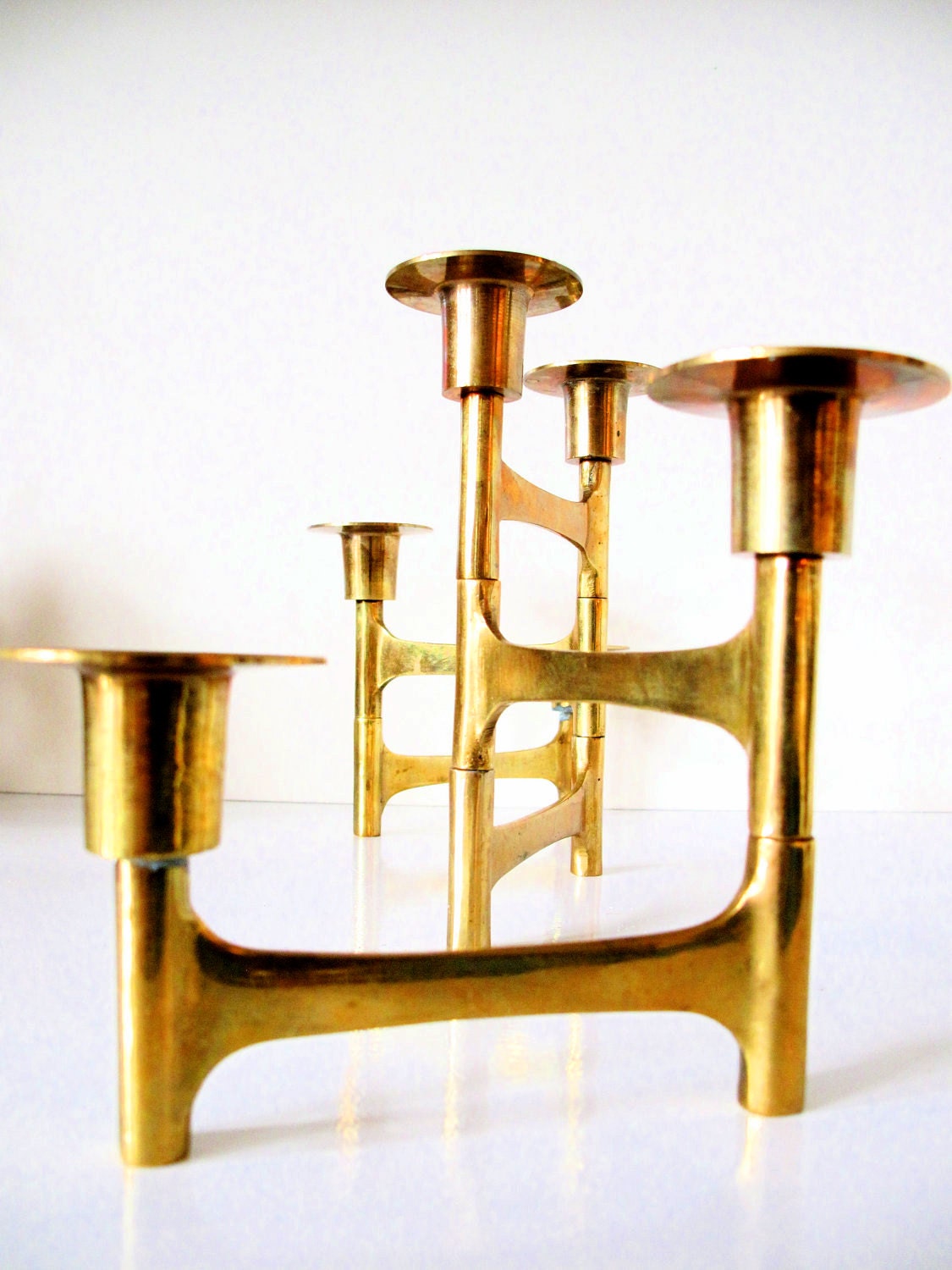 Brass Mid Century Adjustable Candle Holder by deedee914 on Etsy