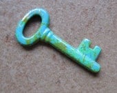 Metal Patina Beads - SueBeads - Verdigris - Brass Key Charm - metal beads