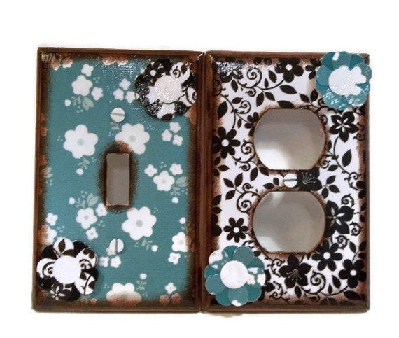 Decoupaged Light Switch Plate Cover and Outlet Cover SET - Owl Plate Covers MADE To ORDER - By Gifts And Talents