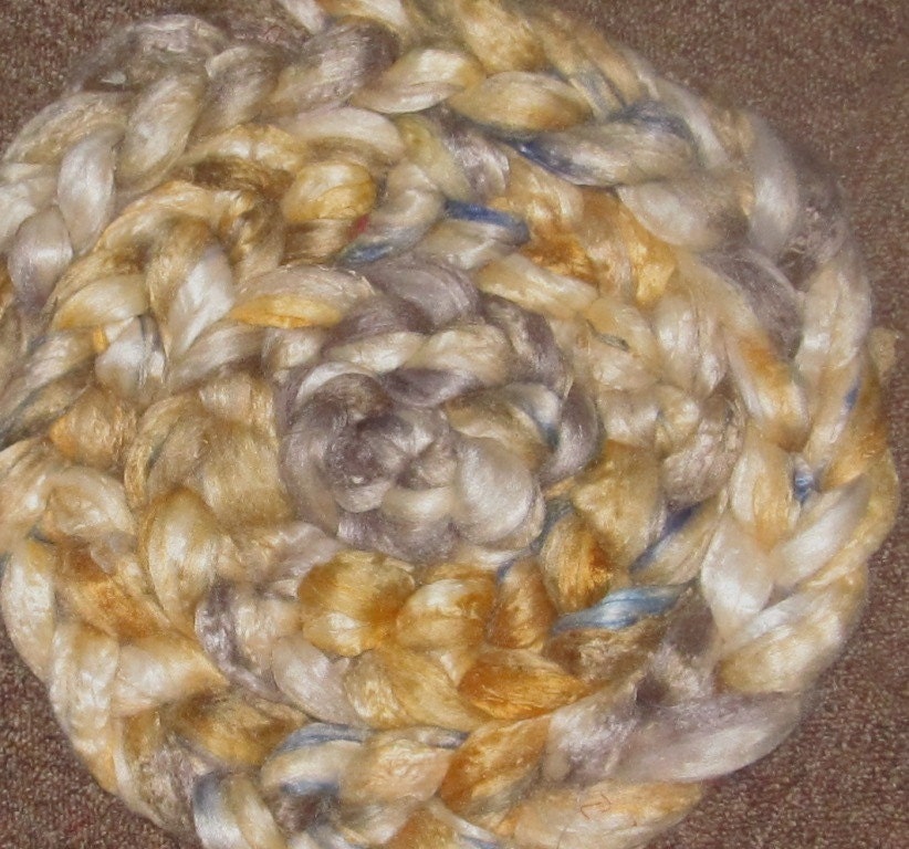 NEW PRICING Tussah Silk Roving, , 2 ounces Handpainted   October Wedding