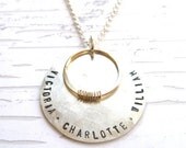 Family Circle Sterling Silver Gold Necklace