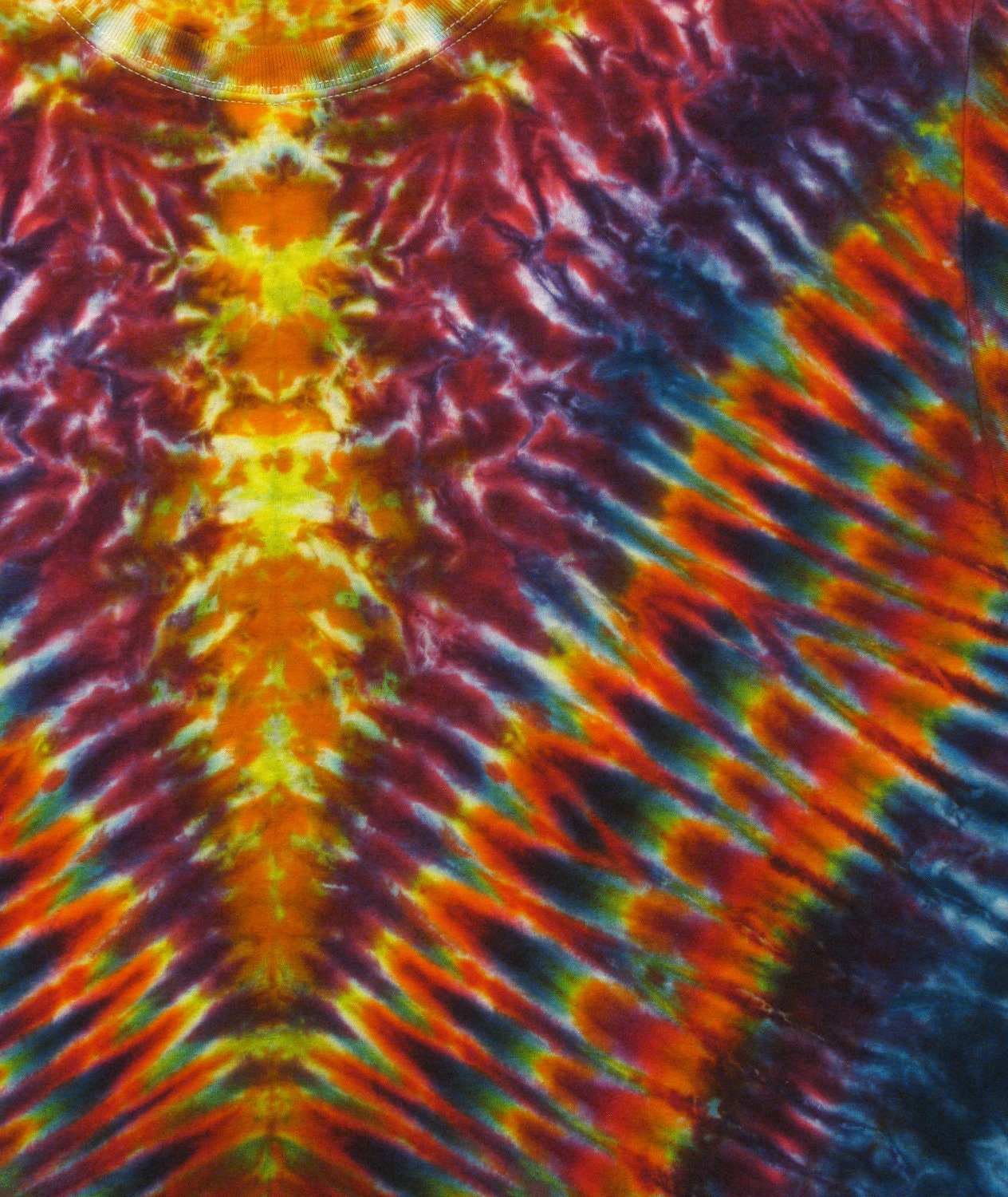 Tie dye shirt PSYCHEDELIC Crystal Rainbow V Short Sleeve Hand Dyed tie dye t-shirt hippie Art by Big Blue Dyes size Large