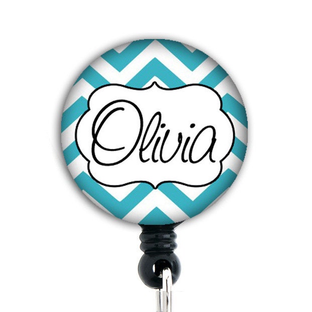 Badge Holder - Personalized Name - Chevron - Choice of Colors