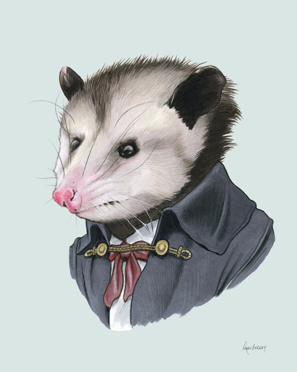 Opossum art print 5x7