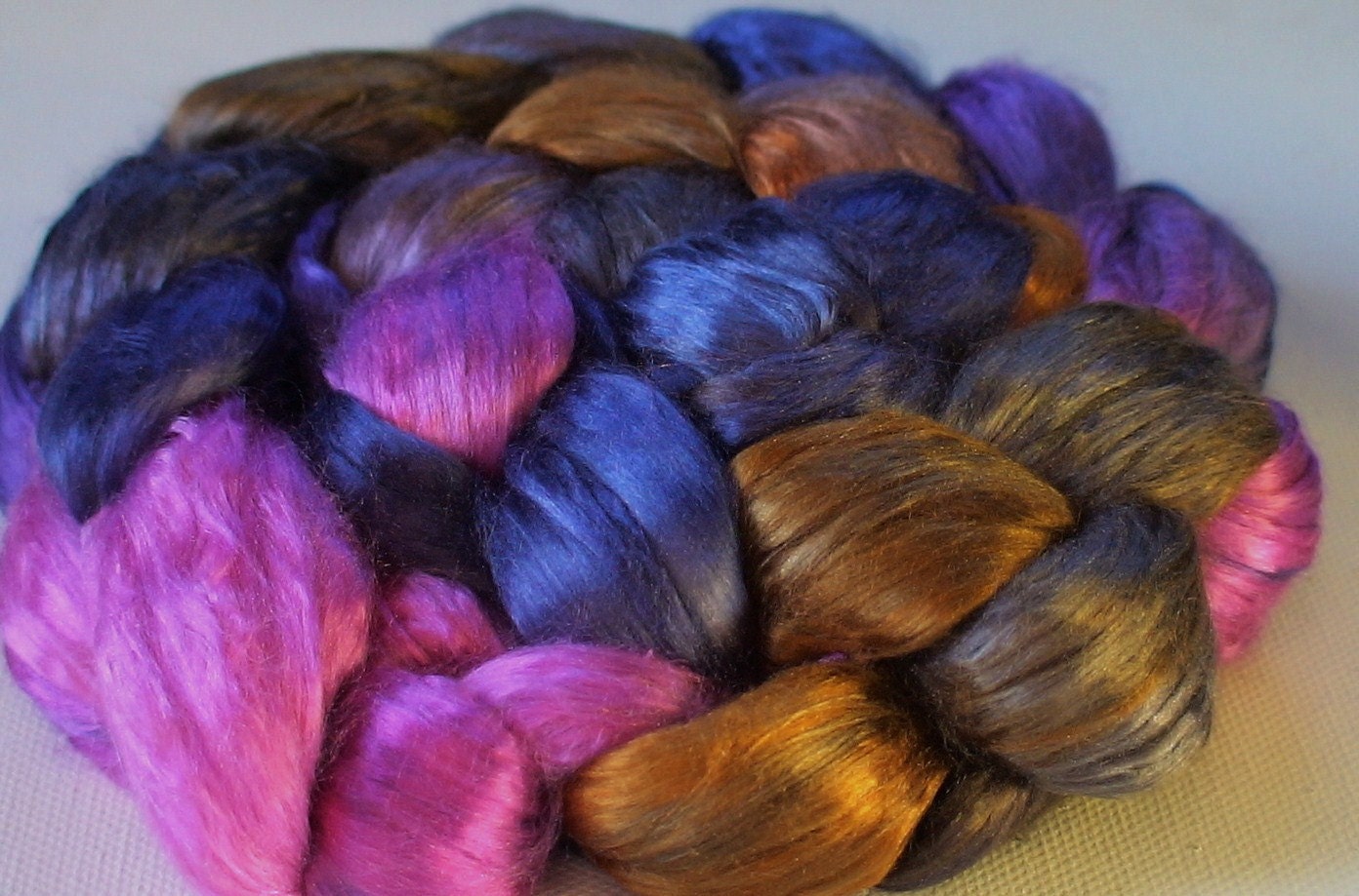 Hand Dyed Mulberry silk brick 3.3ozs Night Orchid