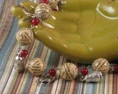 Krasnaya --- Russian Little Red Riding Hood matryoshka and wolves beaded rosary chain necklace