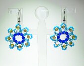 Blue Flower Medallion Earrings