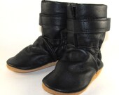 Soft Black Leather Infant Winter Baby Boots Shoes 12 to 18 Month