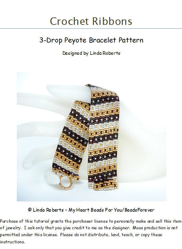 Bead Pattern Only - Crochet Ribbons Peyote Bracelet Tutorial