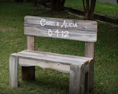Wedding Bench Guest Book Bench Personalized Gift Anniversary Custom Wedding Gift. Sitting Bench. Painted Bench Recycled Wood Bench