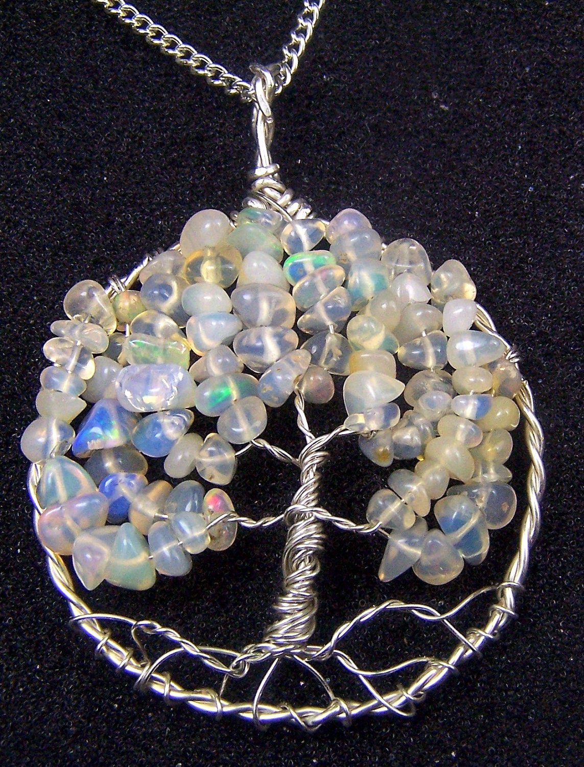 Opal Tree of Life pendant.- Ethiopian Opal - Welo Opal - Wello Opal - necklace pendant -  Sterling Silver jewelry pendant, comes with chain
