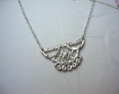 Tiny Lily lace necklace in sterling silver- Flower girl or bridesmaid gift