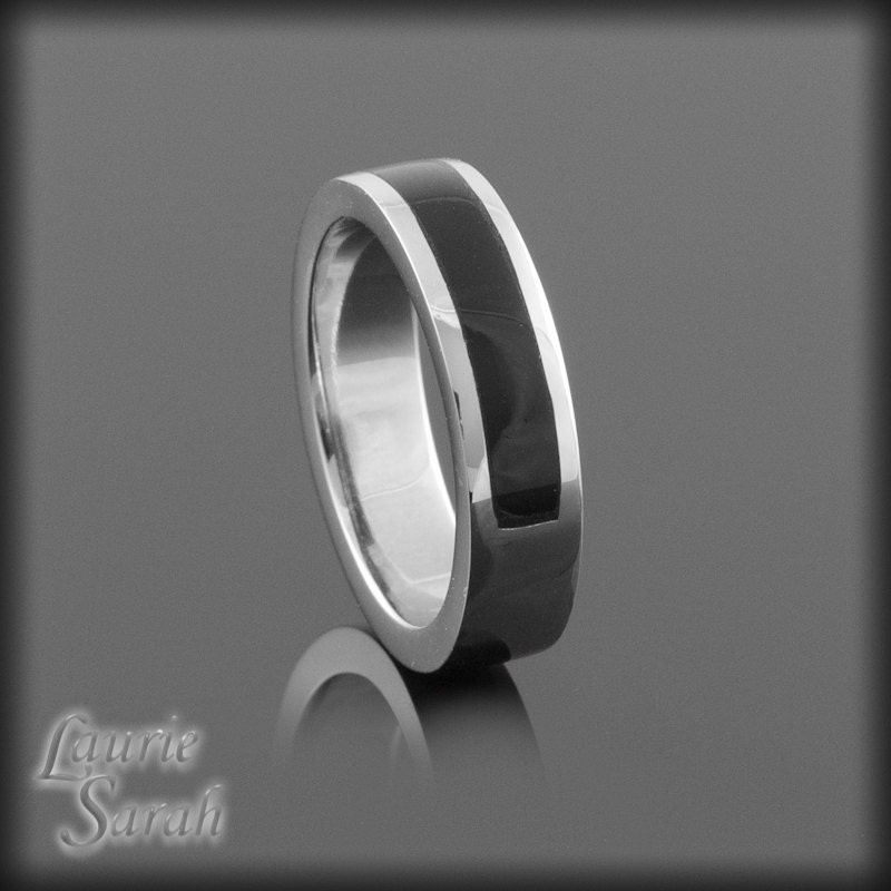 Black Onyx Wedding Band for Him - Comfort Fit in 14kt Gold - LS1103