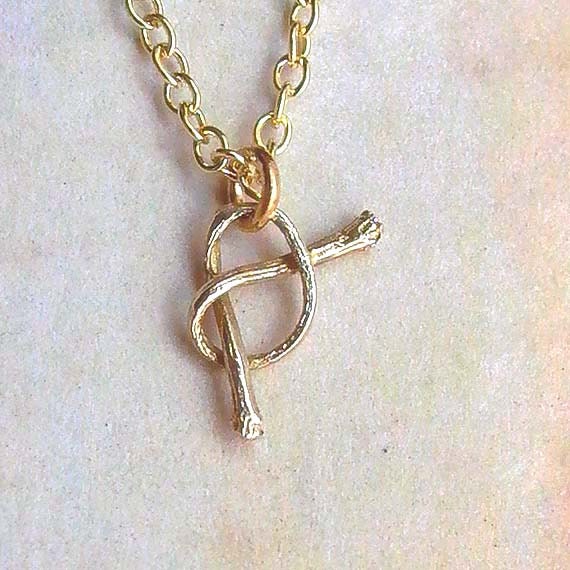 Cherry Stem Necklace Brass Cherry Stem Knot by andyshouse