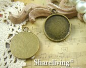 4PCS 24mm Antique Bronze Round Cameos Base Settings AS259