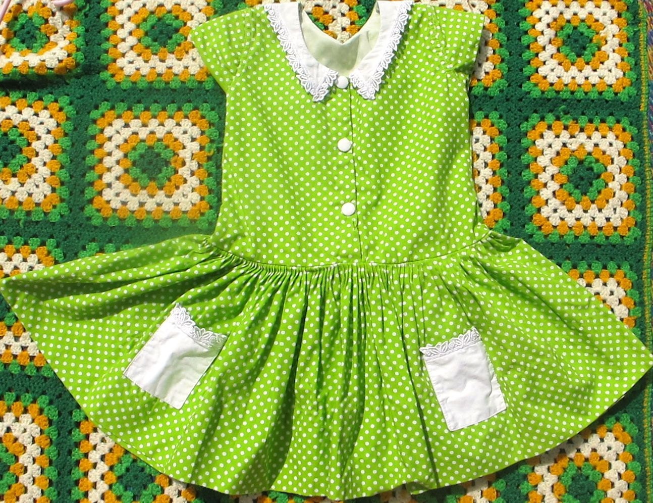 Green Polka Dot Sally Draper Dress 3T