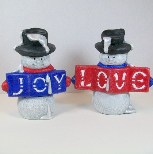 Love and Joy Handmade Ceramic Snowmen