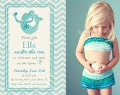 MAGICAL MERMAID in CHEVRON Photo Birthday Invitation (Printable)