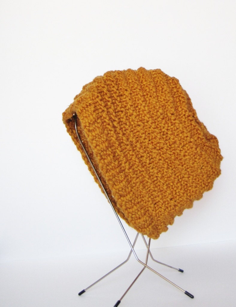 Pumpkin Spice Autumn Hand Knit Beanie in Organic Cotton - Pumpkin Orange - Textured Stripes - Slightly Slouchy - The Rose Hat