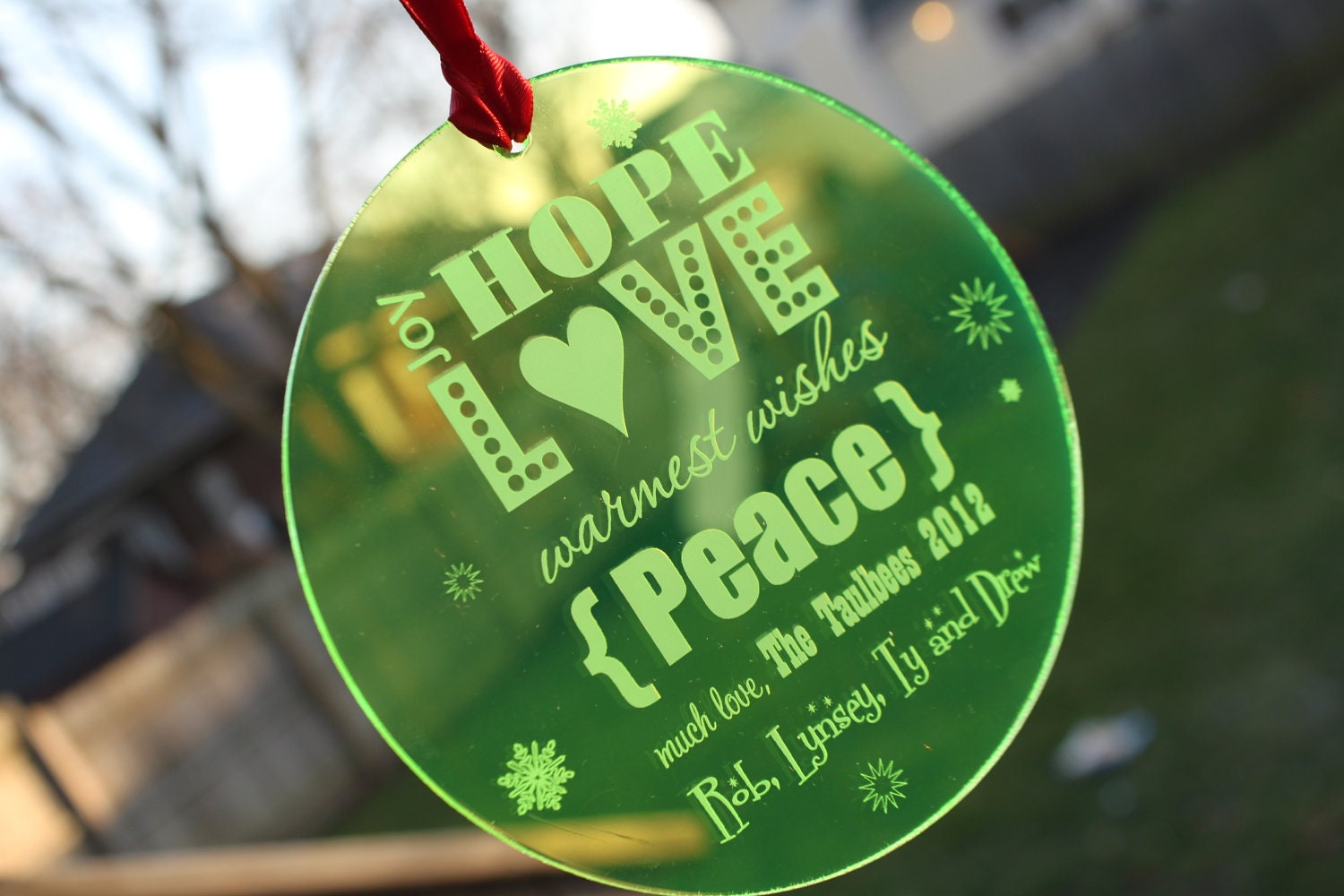 Winter Wedding Invitation, Christmas Wedding, Laser Engraved Acrylic Ornament, Christmas Card
