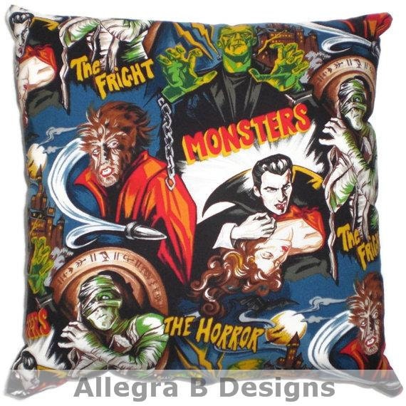 Rockabilly Horror Monster Throw Pillow Psychobilly Home Decor