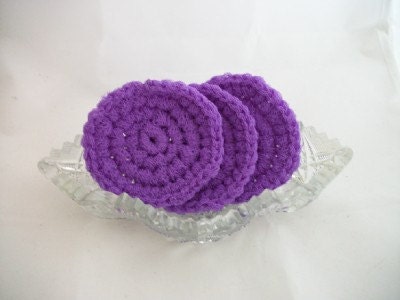 Three Round Scrubbies in Purple