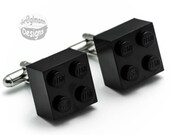 Jet Black Brick Cufflinks :) made with LEGO bricks