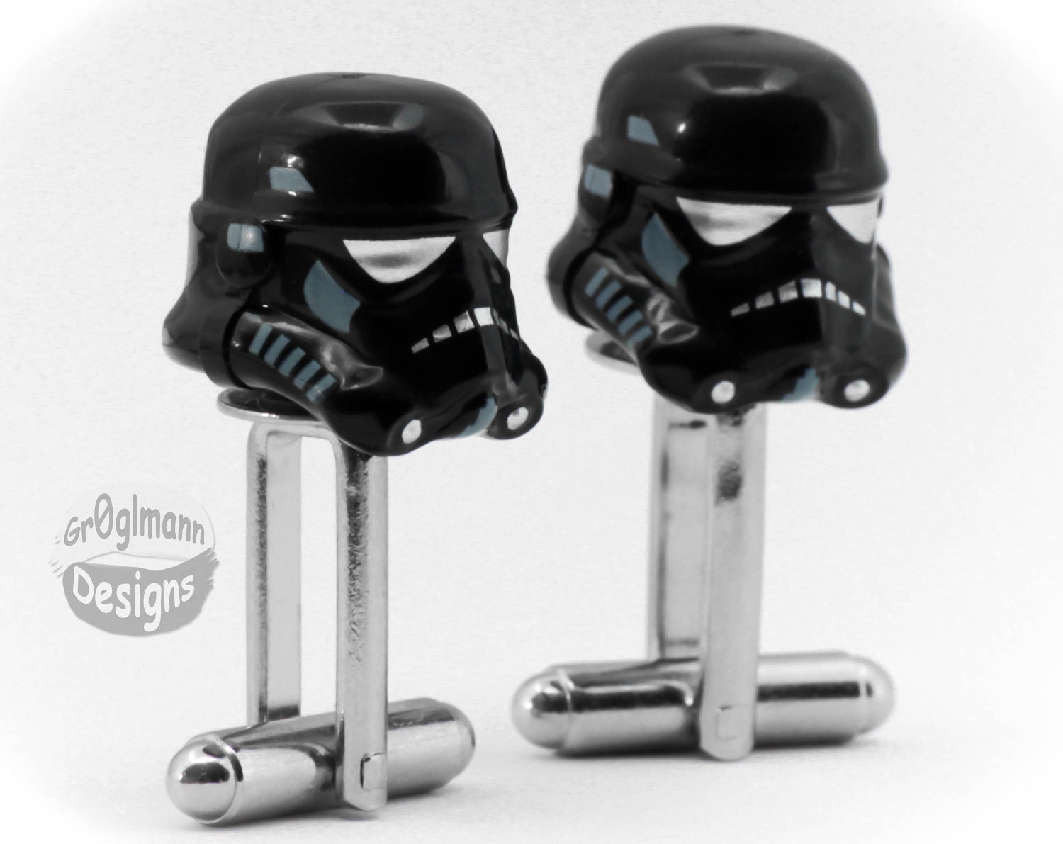 Star Wars Shadow Trooper Helmet Cufflinks :) made with LEGO bricks