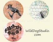 Whimsical Nature CC02 - 3 Button Toppers or Pin Back Buttons - Extra Buttons for Rings or Necklace