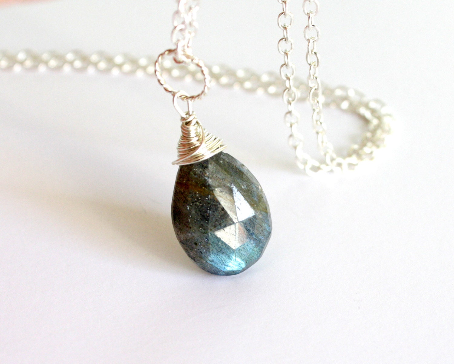 Labradorite sterling silver necklace