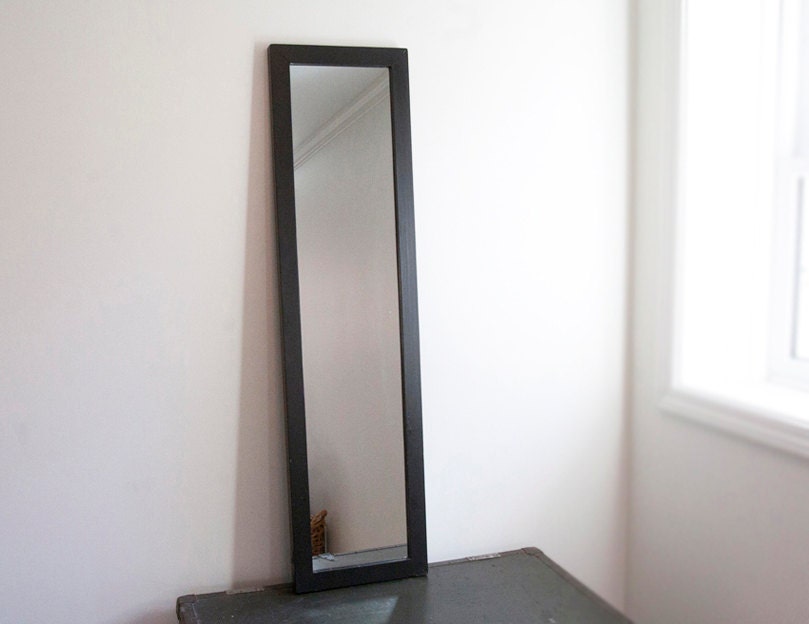 Large wall mirror, black wood frame, black frame, semi full length