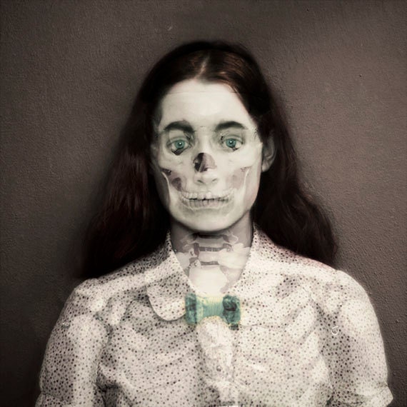 Skull Photograph, Smile, Surreal Portrait, 8x8 Print, Colorized, Double Exposure, Dark Art, Skeleton, Fine Art Photo