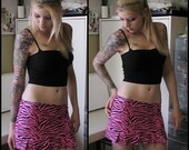 SALE Pink and Black ZEBRA Mini Skirt Punk and Girly Spikyjoo