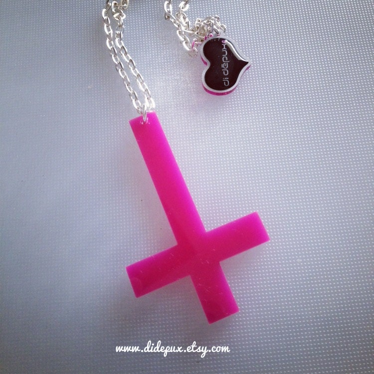 Inverted cross laser cut necklace (select color n chain)