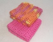 2 Crocheted Cotton Dish Cloths