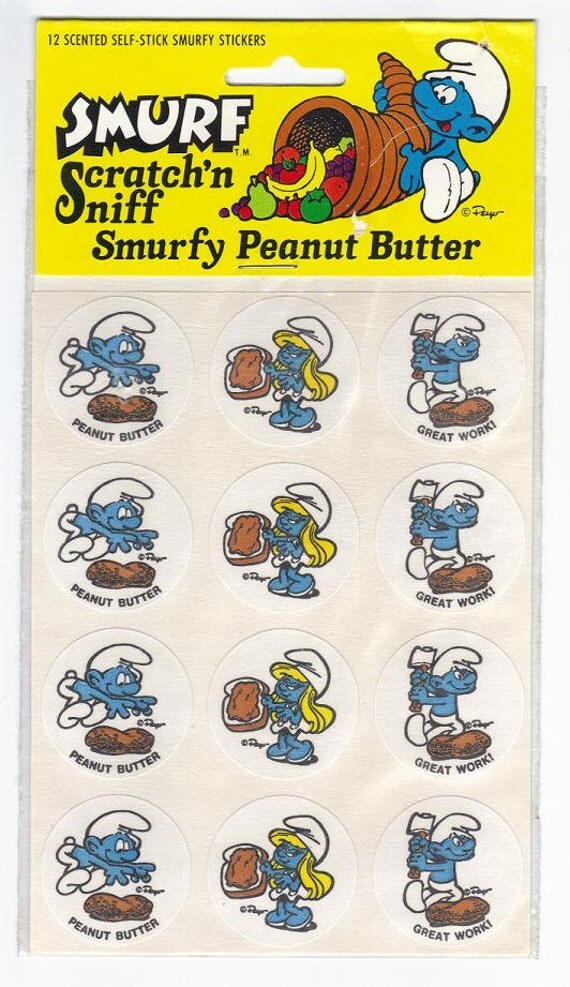 Vintage Scratch'n Sniff Smurf Stickers NIP by CollectorsWarehouse