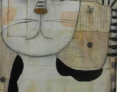 Thomas Kitty  -  original mixed media - WALL HANGING