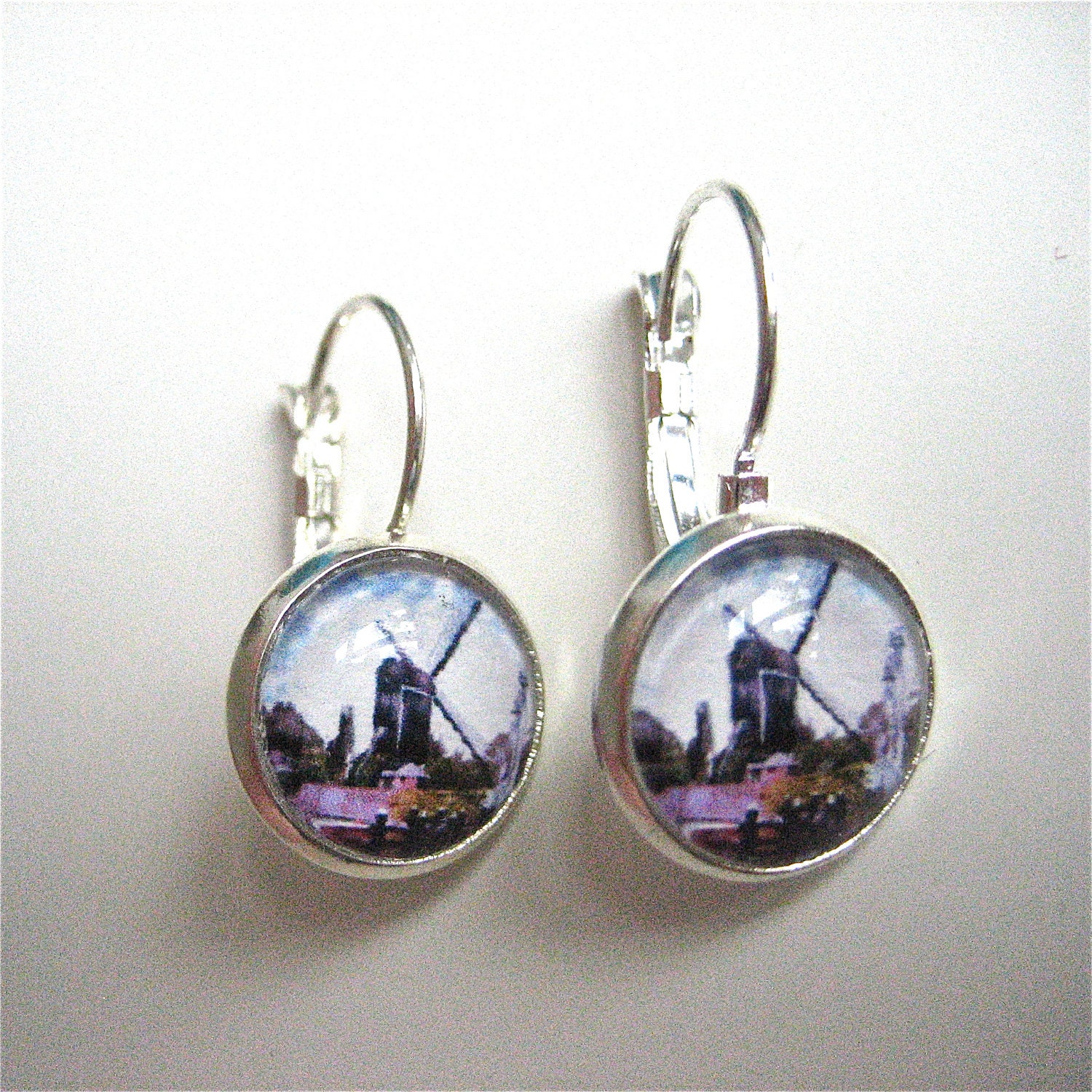 Windmill Earrings , Dutch Earrings,  Photo Earrings