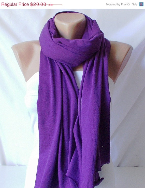 SALE - Cotton Scarf, Jersey Scarf, Plum Purple Scarf