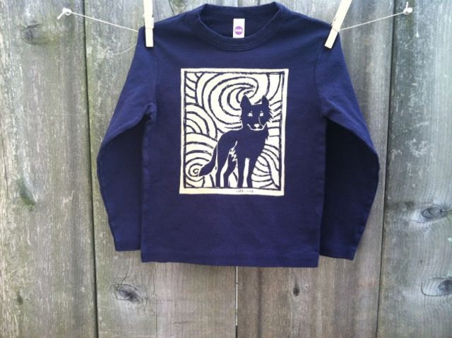 Midnight Wolf Long Sleeve Navy Child Tee sizes 2, 4, 6, 8, 10 & 12