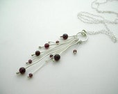 Sterling Silver Organic Necklace with Garnets