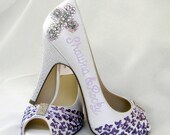 Wedding Shoes Sparkle Custom Cross Lavender Hydrangea names date crystals on the heels colorful gems