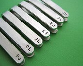 Set of 7 Personalized Tie Bars - Initials - Custom stamped tie clips
