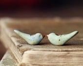 Tiny pastel birds- ceramic bird bead pair - kylieparry